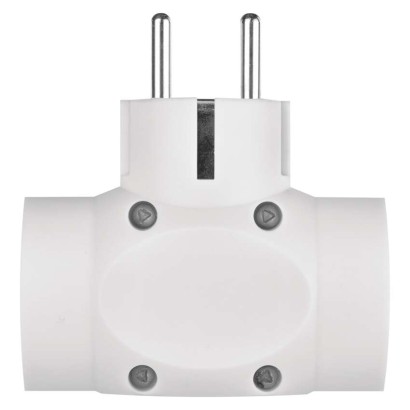 Rozbočovací zásuvka 3×, kulatá, bílá