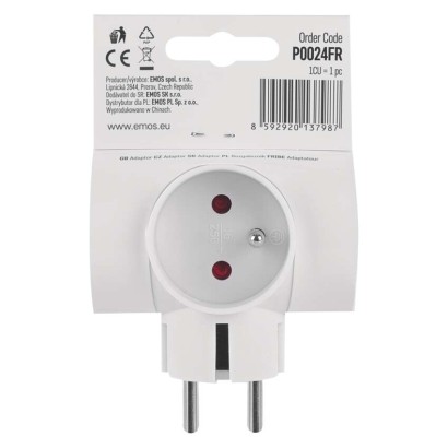 Rozbočovací zásuvka 3×, kulatá, bílá