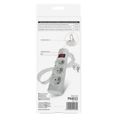 Listwa przeciwprzepięciowa EMOS, 3 gniazda 1,5 m, biała