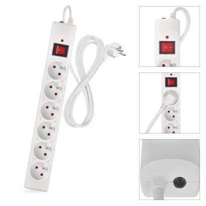 Listwa przeciwprzepięciowa EMOS, 6 gniazd, 1,5 m, biała