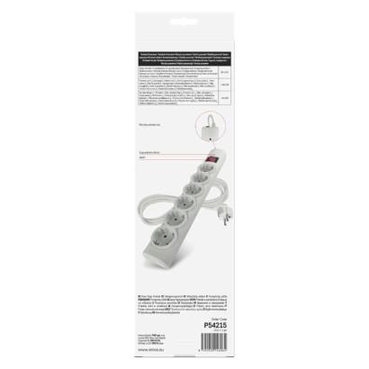 Pārsprieguma aizsargs – 6 kontaktligzdas, 1,5 m, balts