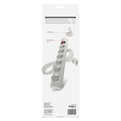 Listwa przeciwprzepięciowa EMOS, 6 gniazd, 5 m, biała