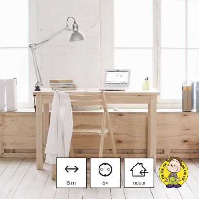 Hosszabbító 5 m / 6 aljzat / fehér / PVC / 1,5 mm2