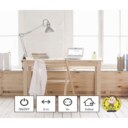 Ilgintuvas 5 m / 4 lizdai / su jungikliu / baltas / PVC / 1,5 mm2 