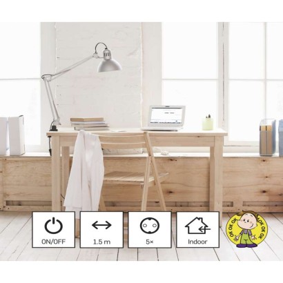 Ilgintuvas 1,5 m / 5 lizdai / su jungikliu / baltas / PVC / 1,5 mm2 