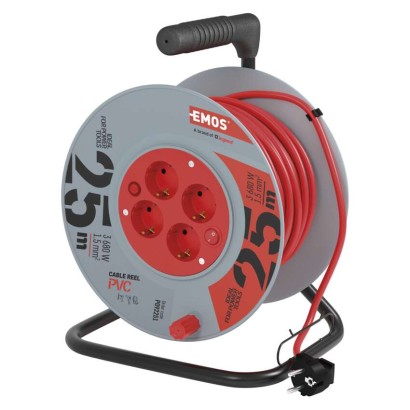 Pikenduskaabli rull 25 m / 4 Pistikupesa / punane / PVC / 230 V / 1,5 mm2