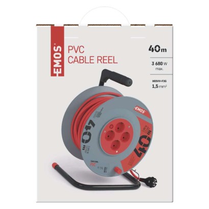 PVC Kabeltrommel – 4 Steckdosen, 40m, 1,5mm2 SCHUKO