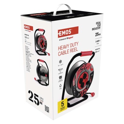 Kültéri kábeldob 25 m / 4 aljzat / fekete / gumi-neoprén / 230V / 1,5 mm2