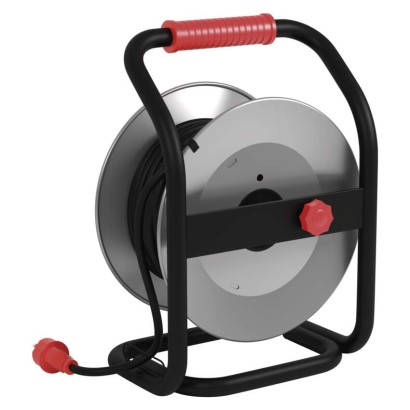 Kültéri kábeldob 25 m / 4 aljzat / fekete / gumi-neoprén / 230V / 1,5 mm2