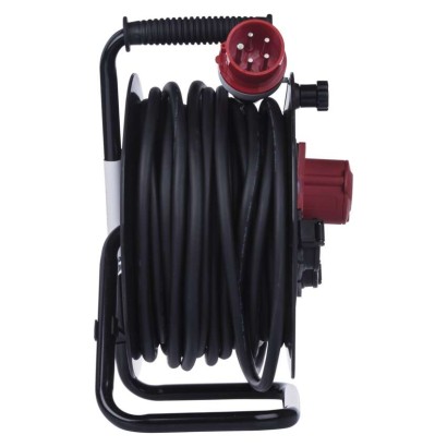 Kültéri kábeldob 25 m / 3 aljzat / fekete / gumi / 230V/400V / 1,5 mm2