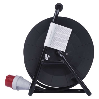 Kültéri kábeldob 25 m / 3 aljzat / fekete / gumi / 230V/400V / 1,5 mm2