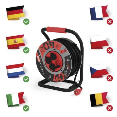 Gummi-Kabeltrommel – 4 Steckdosen, 40m, 2,5mm2  