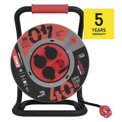 Gummi-Kabeltrommel – 4 Steckdosen, 40m, 2,5mm2  