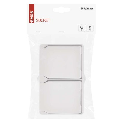 Gniazdo podwójne IP44 białe