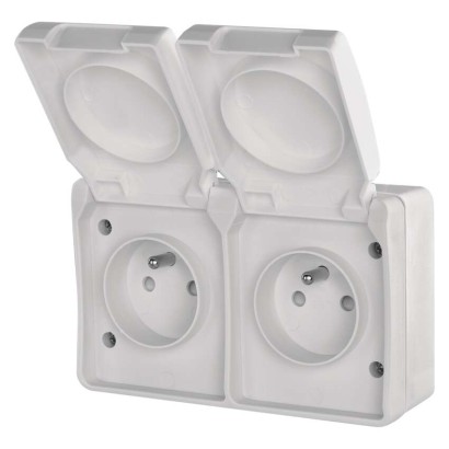 Gniazdo podwójne IP44 białe