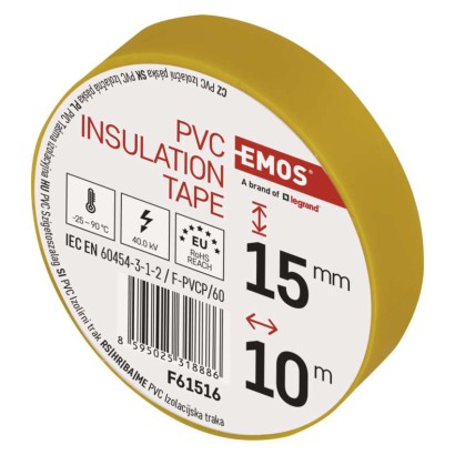 PVC-isoleerteip 15 mm / 10 m kollane, 10 tk