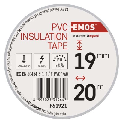 Izolačná páska PVC 19mm / 20m biela, 10ks