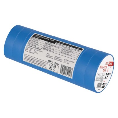 Izolační páska PVC 19mm / 20m modrá, 10 ks