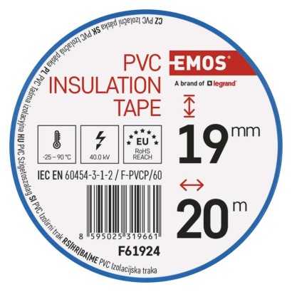Izolační páska PVC 19mm / 20m modrá, 10 ks