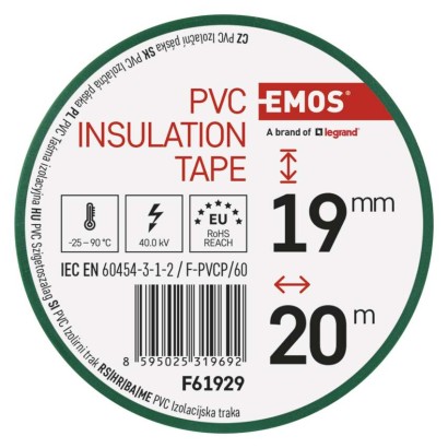 Izolační páska PVC 19mm / 20m zelená, 10 ks