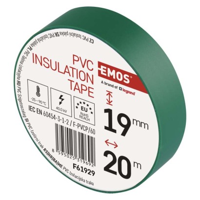 Izolační páska PVC 19mm / 20m zelená, 10 ks