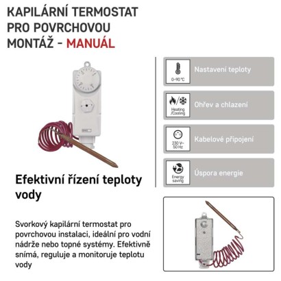 Příložný manuální kapilárový termostat P5682
