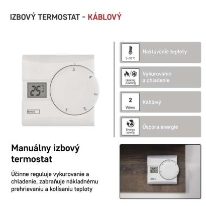 Izbový manuálny drôtový termostat P5603R