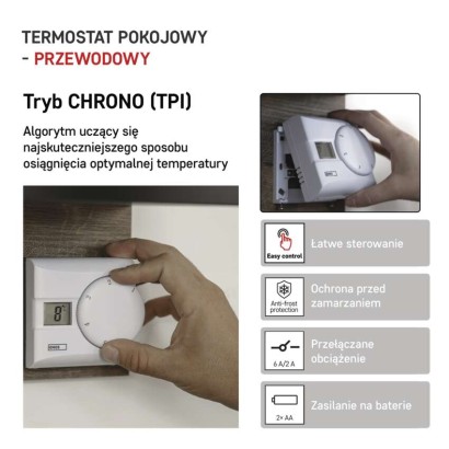 Ręczny termostat pokojowy, przewodowy, P5603R