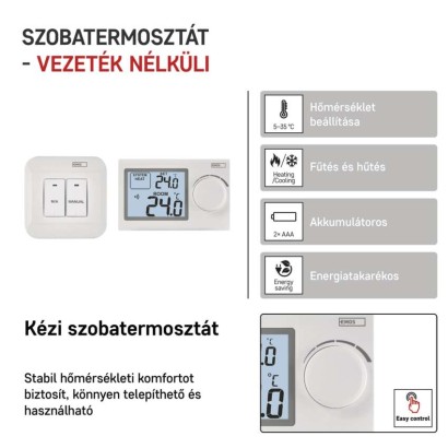 Manuális vezeték nélküli szobatermosztát P5614