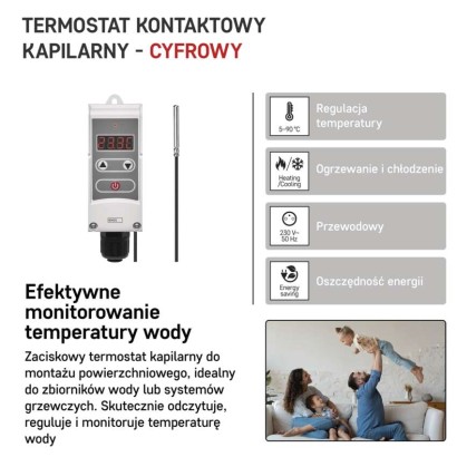 Termostat przylgowy, czujnik, kapilara, P5684
