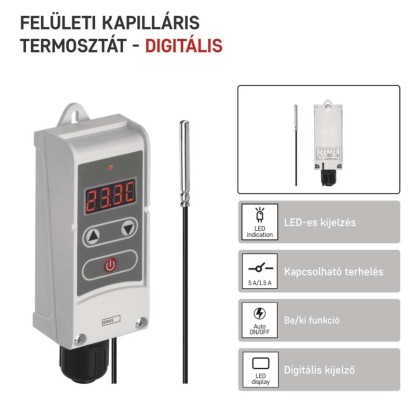 Manuális felületre szerelhető csőtermosztát kapilláris érzékelővel P5684