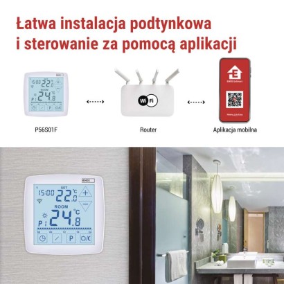 Inteligentny termostat pokojowy do ogrzewania podłogowego, GoSmart z WiFi, P56S01F