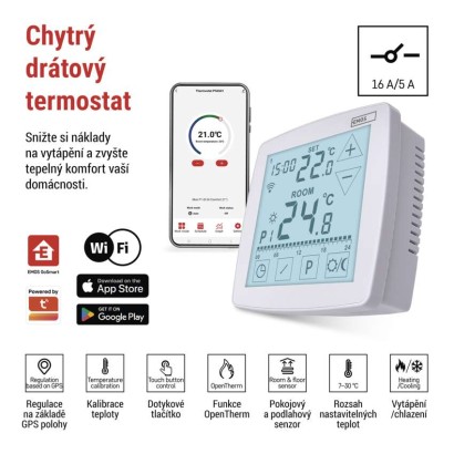 Pokojový programovatelný drátový WiFi GoSmart termostat P56S01
