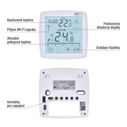 Pokojový programovatelný drátový WiFi GoSmart termostat P56S01