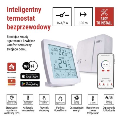 Inteligentny termostat pokojowy, bezprzewodowy, GoSmart z WiFi, P56S11