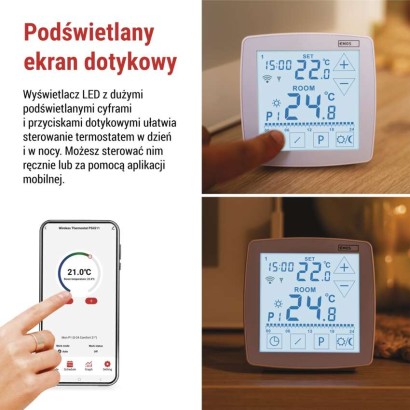 Inteligentny termostat pokojowy, bezprzewodowy, GoSmart z WiFi, P56S11