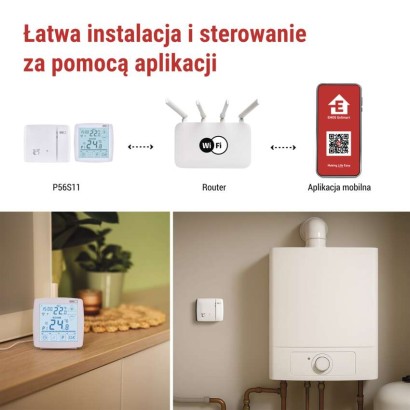Inteligentny termostat pokojowy, bezprzewodowy, GoSmart z WiFi, P56S11