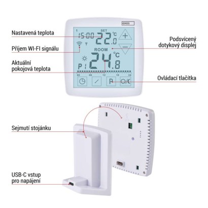 Pokojový programovatelný bezdrátový WiFi GoSmart termostat P56S11