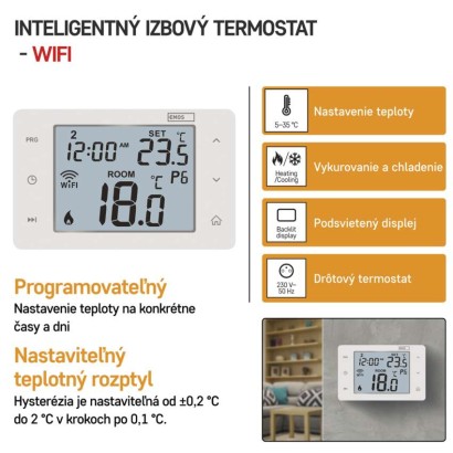 Izbový programovateľný drôtový WiFi GoSmart termostat P56201