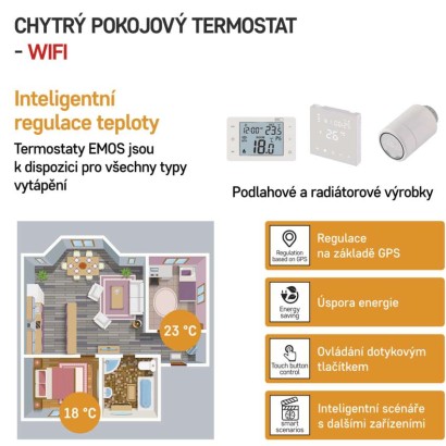 Pokojový programovatelný bezdrátový WiFi GoSmart termostat P56211