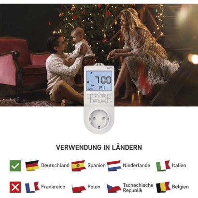 2in1 Steckdosenthermostat mit digitaler Zeitschaltuhr, schuko