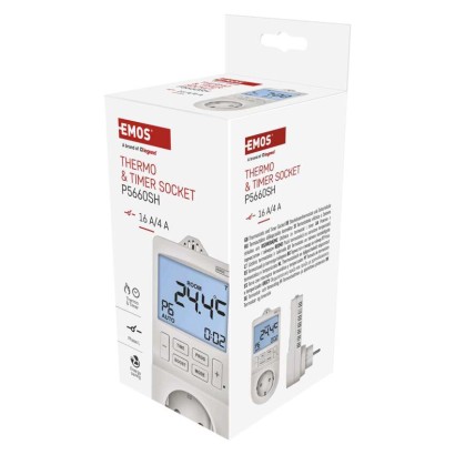 2 az 1-ben konnektoros, digitális termosztát időzítő funkcióval, schuko
