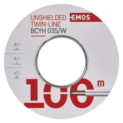 Dvojlinka netienená 2x0,35mm biela, 100m