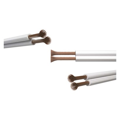 Neekranuotas vytos poros kabelis 2x0,75 mm, baltas, 100 m