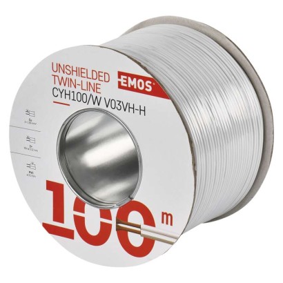 Neekranuotas vytos poros kabelis 2x1,0 mm, baltas, 100 m