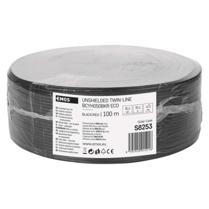 Dvojlinka ECO 2x0,5mm, čierno/červená, 100m