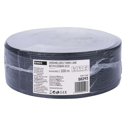 Dvojlinka ECO 2x1,5mm, černo/rudá, 100m