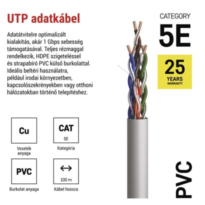 EMOS UTP kábel CAT5E PVC basic 100m