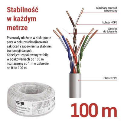 Kabel UTP Cat5e PVC Basic, 100m