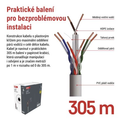 Datový kabel UTP CAT 6, 305m